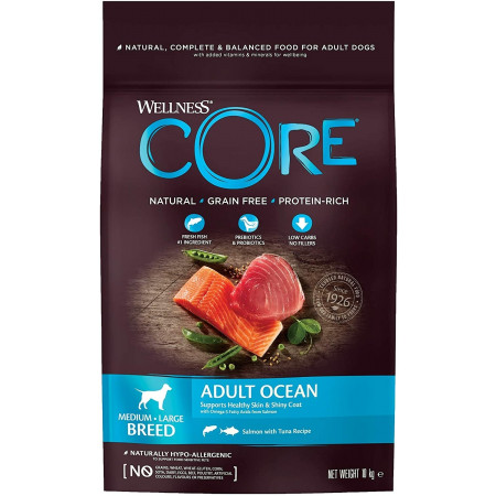 Wellness CORE Ocean Medium/Large Breed Salmon & Tuna Recipe Grain Free Dry Dog Food, 10 Kg