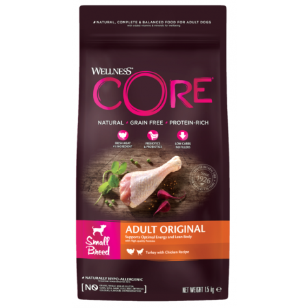 Wellness CORE Small Breed Adult Original Turkey with Chicken Recipe Dry Dog Food, 5 Kg