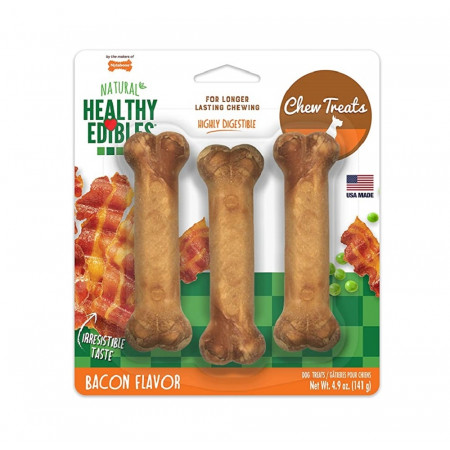 Nylabone  Healthy Edibles Long Lasting Bacon Dog Chew Treats - 3 pcs