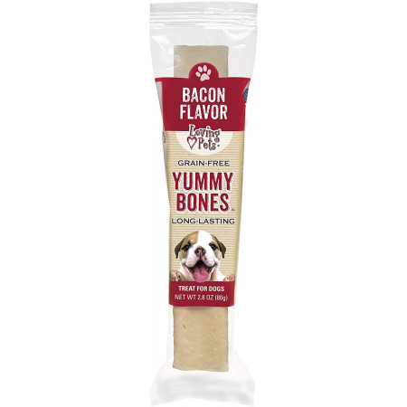 Loving Pets Single Wrapped Yummy Bones Dog Chew, Bacon 