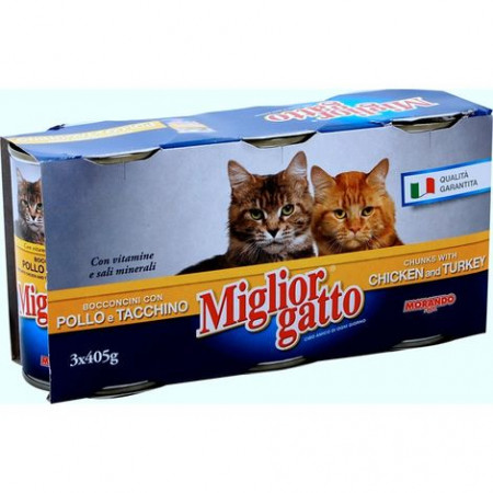Miglior Chunks Chicken and Turkey Wet Food, 405g, Pack of 3