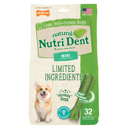 Nylabone Nutri Dent Fresh Breath Flavored Dog Dental Chews - 32 pcs