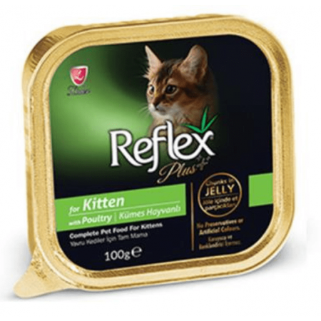 Reflex Plus Kitten Allutray with Poultry Chunks in Jelly Wet Food, 100g
