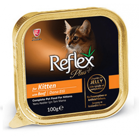 Reflex Plus Kitten Allutray with Beef Chunks in Jelly Wet Food, 100g